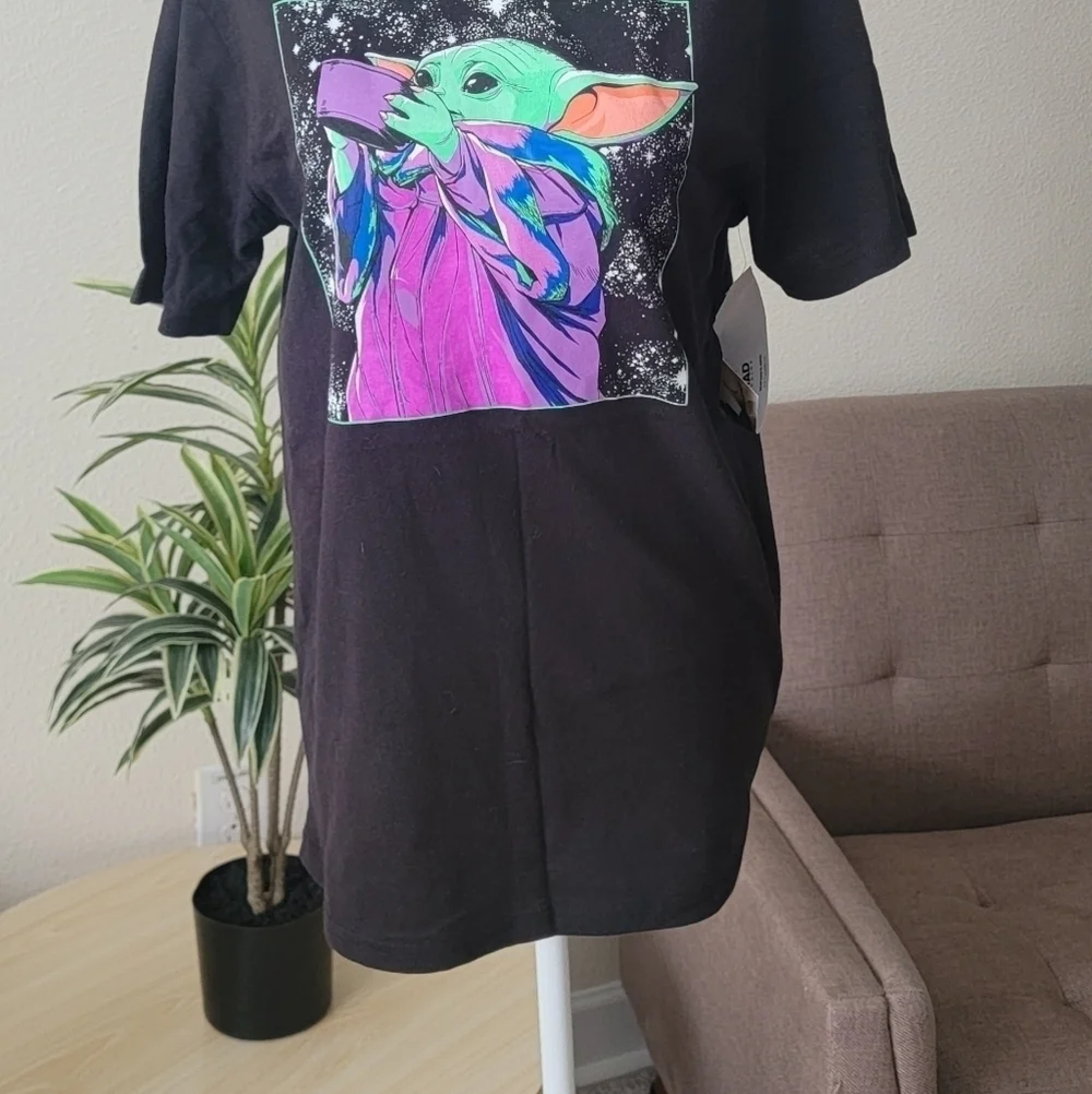 Yoda Star Wars Boys 100% Cotton black T shirt size TTG 18/ Boys XXL